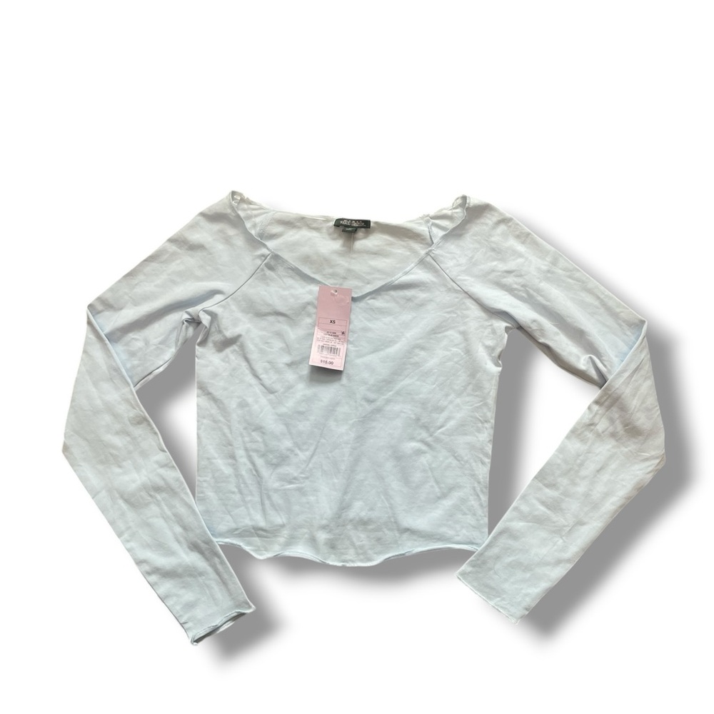 Wild Fable Women’s Long Sleeve Crop Top Size XS Light Blue